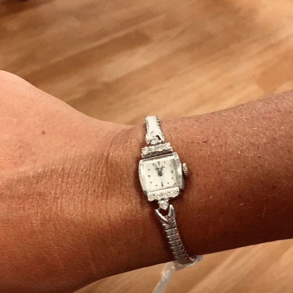 Lovely Vintage 14K Diamond Hamilton Watch, Works